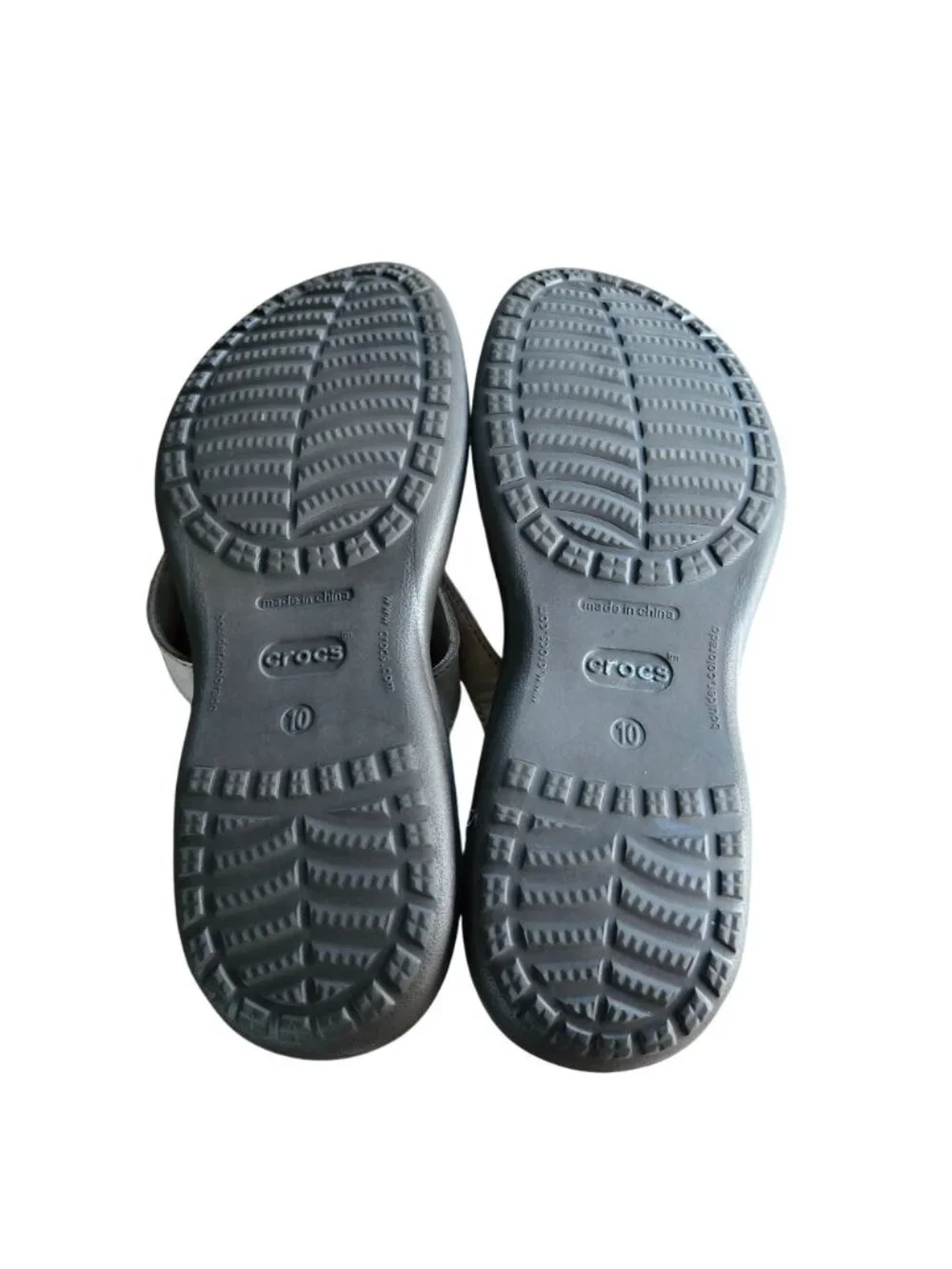Crocs Women's Capri V Flip Beige Brown Leather Flip Flop Sandals Size 10